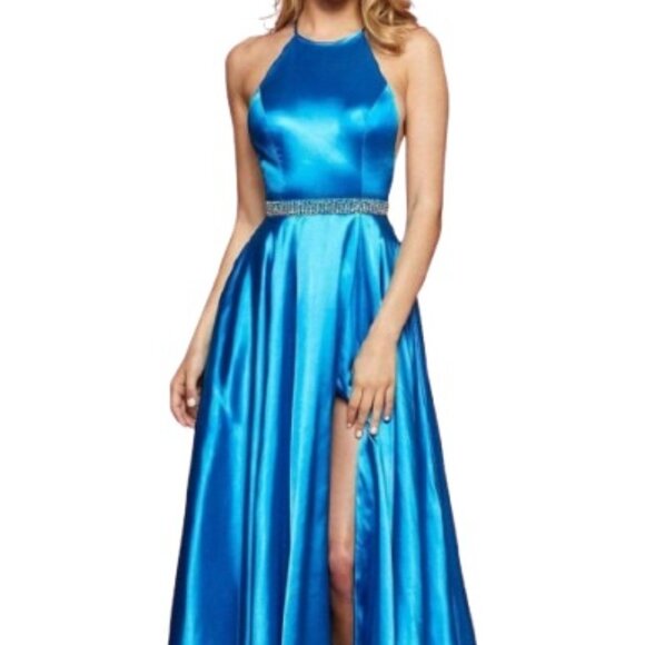Sherri Hill Dresses & Skirts - NWT Sherri Hill 53302 Beaded Halter Neck Prom Dress Teal Size 0